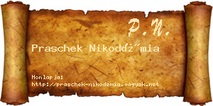 Praschek Nikodémia névjegykártya